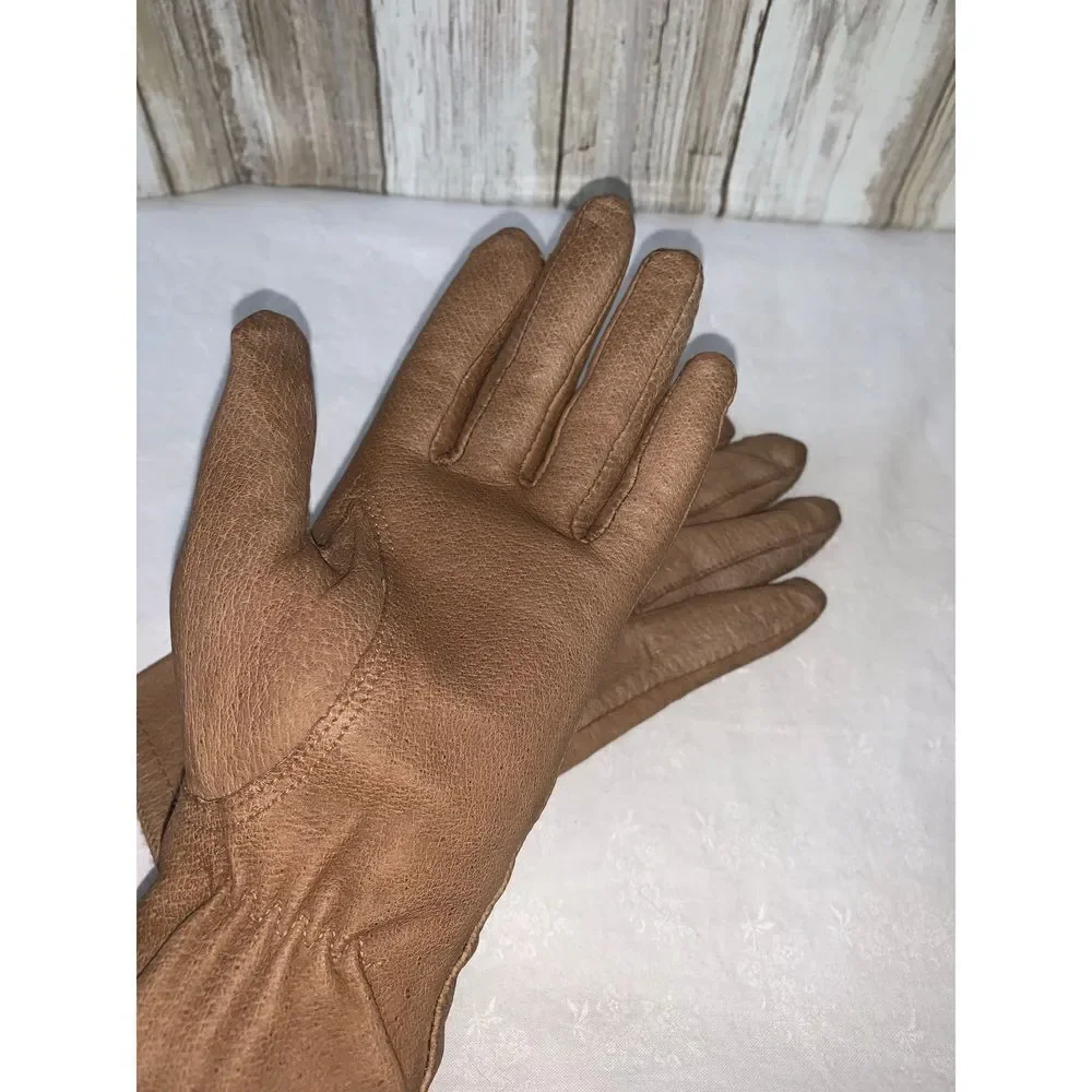 Vintage Tan Leather Gloves Size Medium‎
